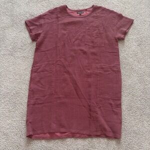 Toad & Co. Dress Womens L Pink Mauve Tate Double Weave Hemp Cotton‎ Gauze Casual